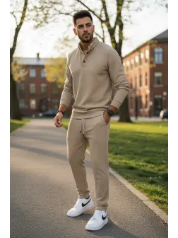 Trening barbati slim fit bej, Pantaloni + Bluza C200 26-3.3